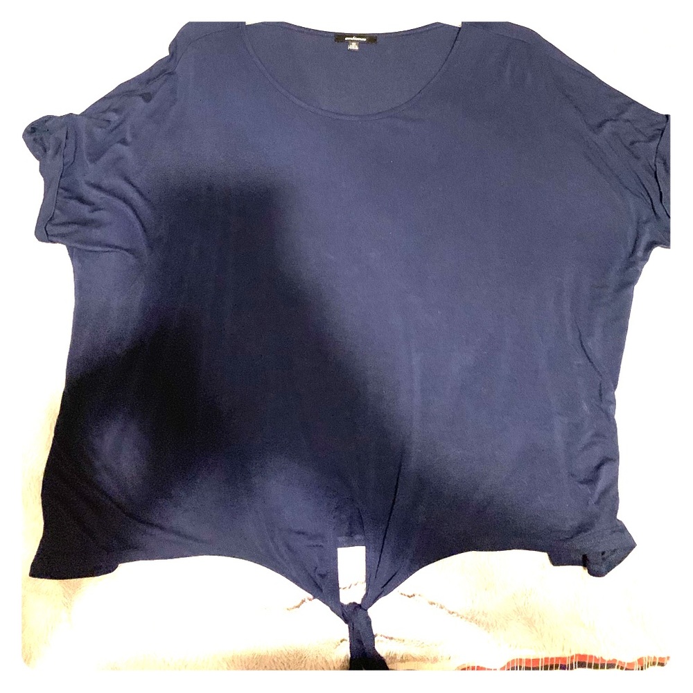 Navy plus size front tie top